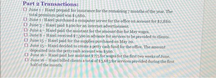 Solved PART 1: Review all the transactions in the next | Chegg.com