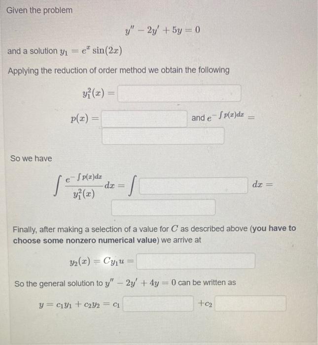 Solved 1 Point Given A Second Order Linear Homogeneous