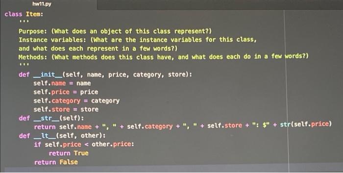 Solved Problem B. (10 points) Store Class Next, we'll define | Chegg.com