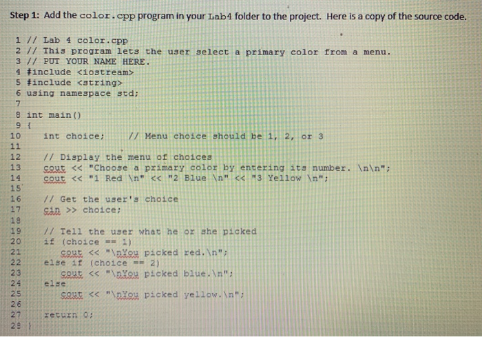 Solved Step 1: Add the tryit4.cpp program in your tabt | Chegg.com