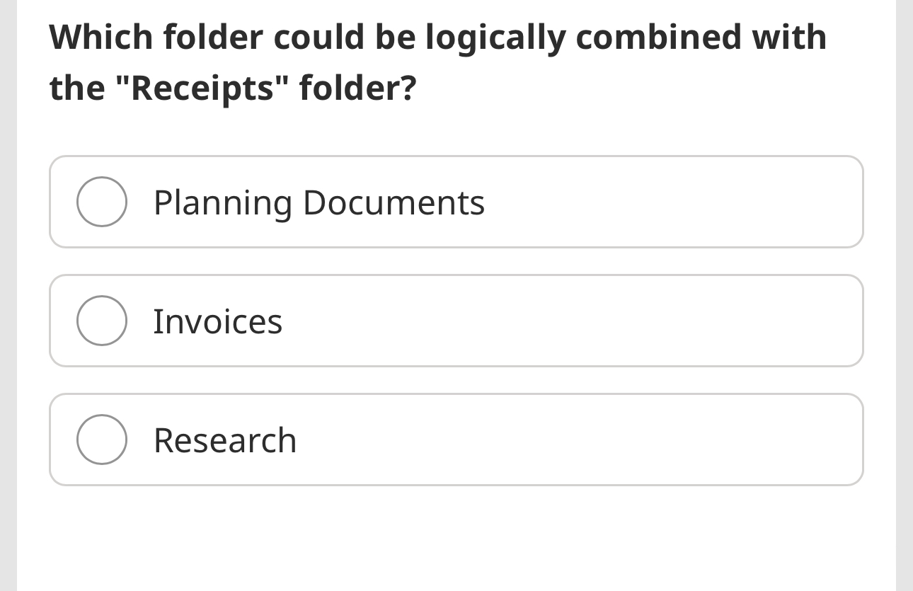 Which Folder Could Be Logically Combined With The Receipts Folder