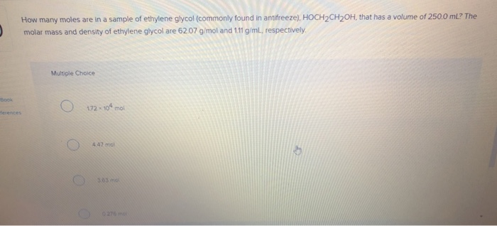 Solved How Many Moles Are In A Sample Of Ethylene Glycol