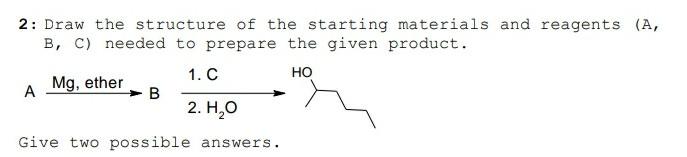 Solved 2: Draw the structure of the starting materials and | Chegg.com