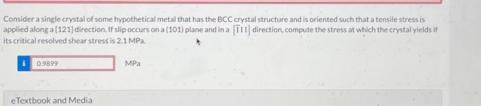 Solved Consider a single crystal of some hypothetical metal | Chegg.com
