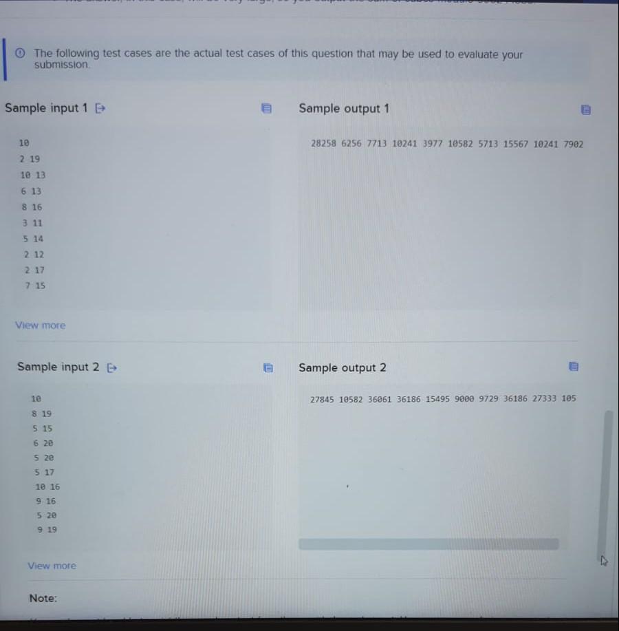Solved Note: Use this input format if you are testing | Chegg.com