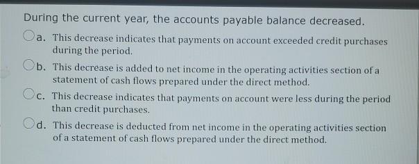 Solved During the current year, the accounts payable balance | Chegg.com