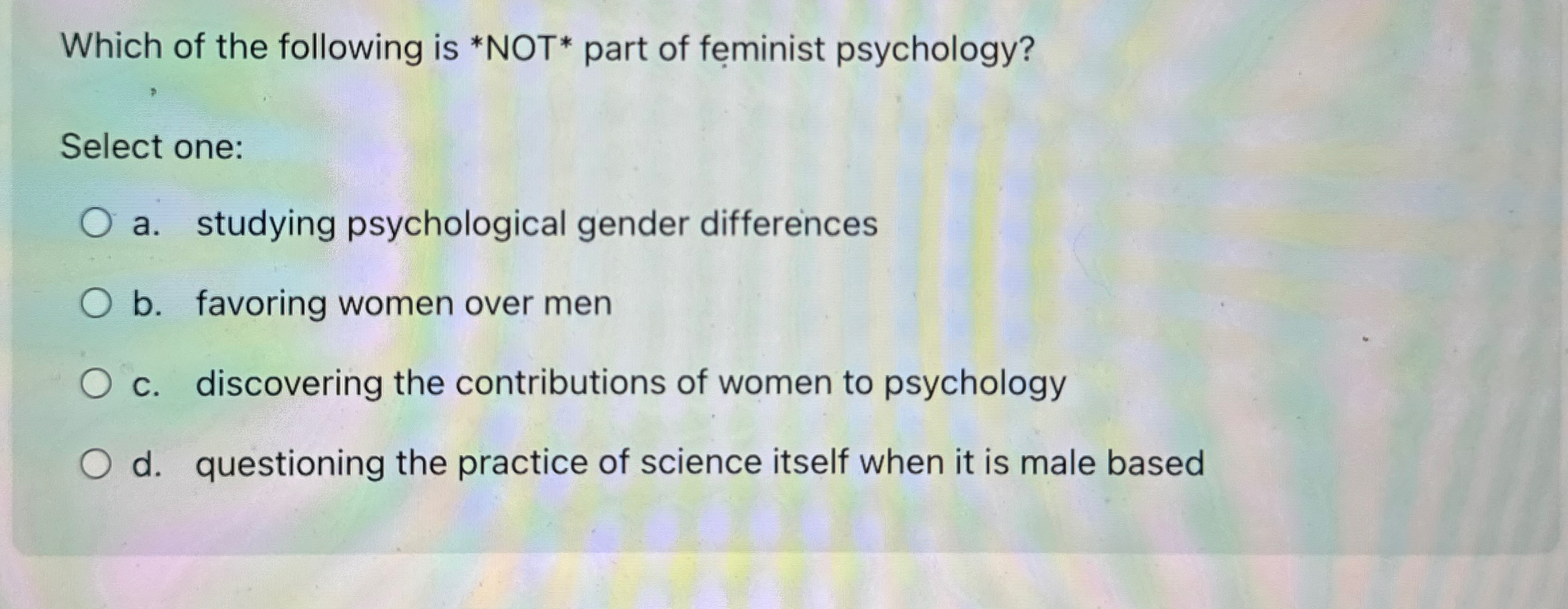 Solved Which of the following is part of feminist