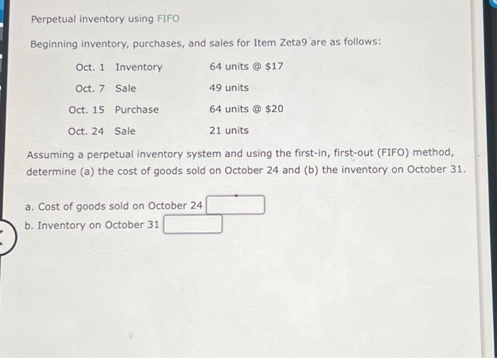 Solved Perpetual Inventory Using FIFO Beginning Inventory, | Chegg.com