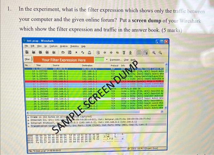 Solved In the experiment, what is the filter expression