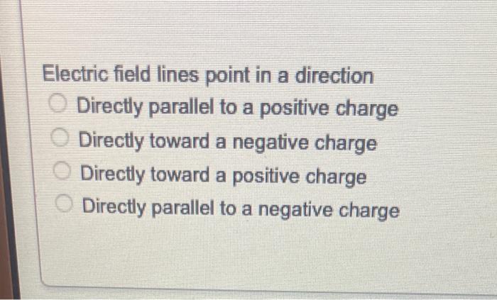Solved Electric field lines point in a direction Directly | Chegg.com