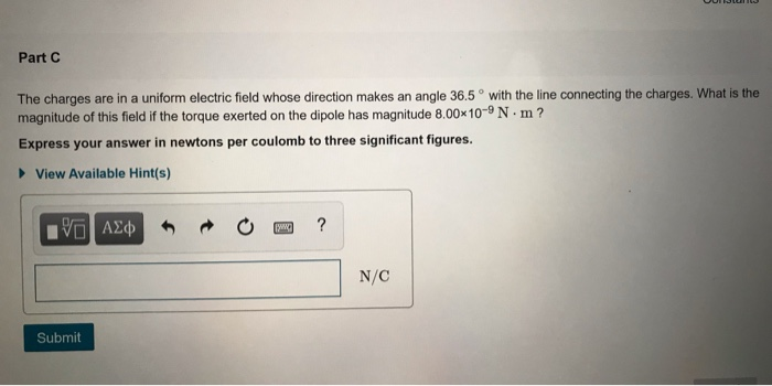 Solved Electric Dipole in an Electric Field Point charges q | Chegg.com