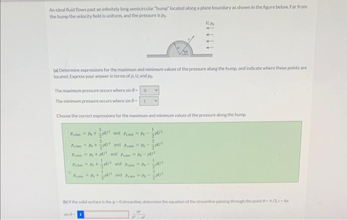 Solved An Ideal Fivid Flows Past An Infinitely Long | Chegg.com