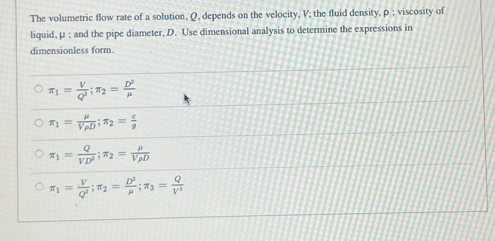 Solved The volumetric flow rate of a solution, Q, ﻿depends | Chegg.com