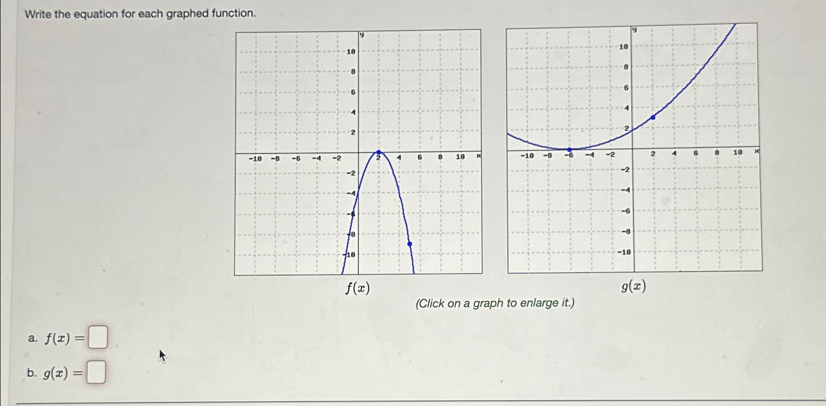 Solved Write the equation for each graphed function.(Click | Chegg.com