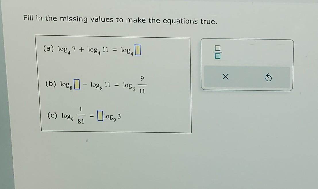 Solved Fill in the missing values to make the equations | Chegg.com