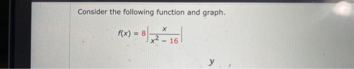 Solved Consider the following function and graph. | Chegg.com