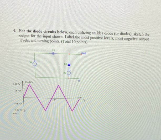 Solved 4. For the diode circuits below, each utilizing an | Chegg.com