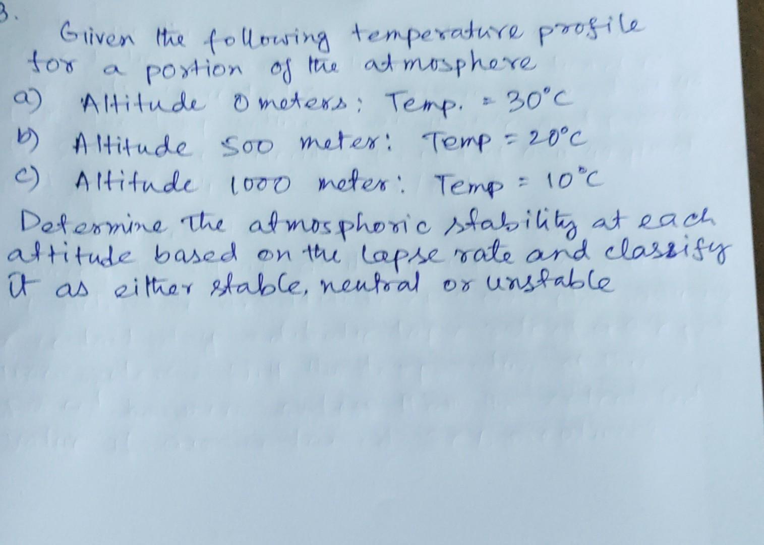 Solved Given the following temperature profile for a portion | Chegg.com