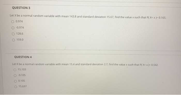 Solved QUESTION 1 Let X be a normal random variable with | Chegg.com