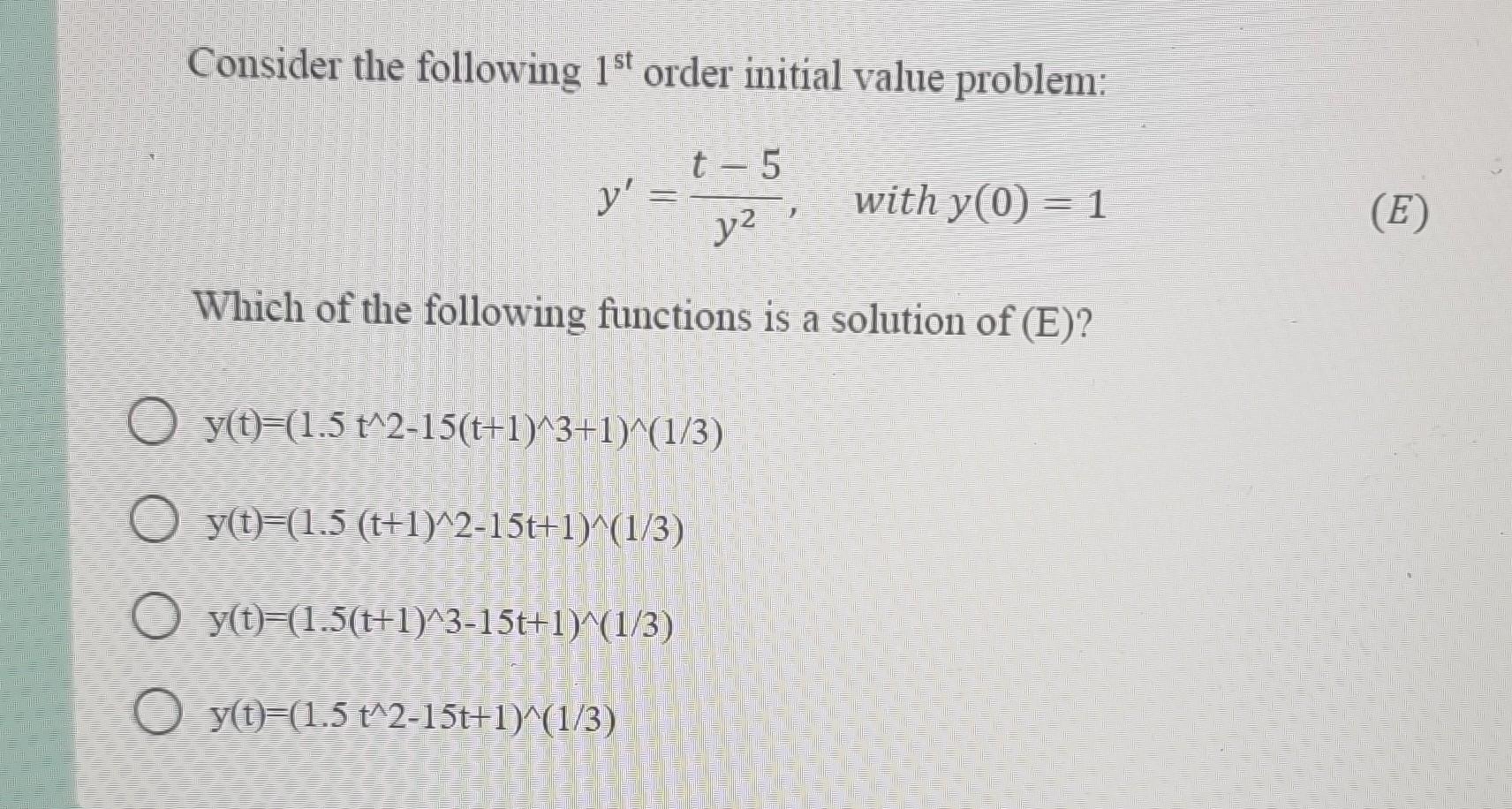 Solved Consider The Following 1st Order Initial Value | Chegg.com