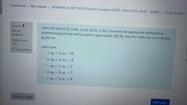 Solved Dashboard / My courses / NUMERICAL METHODS Section | Chegg.com