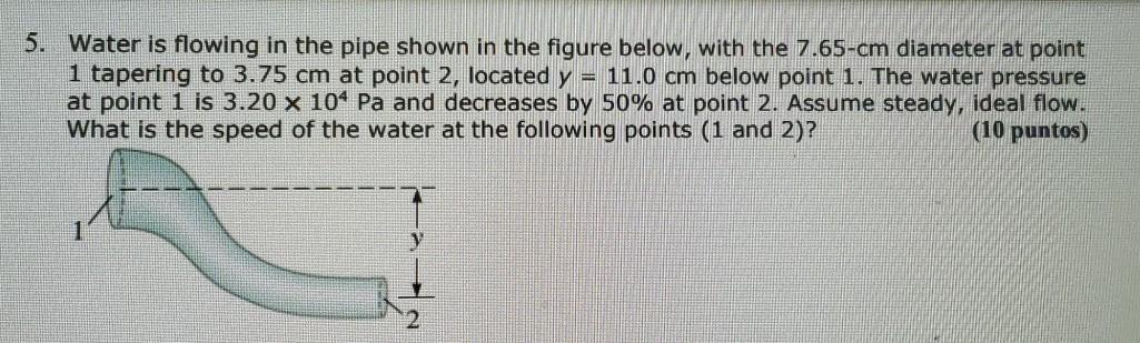 Solved 5. Water is flowing in the pipe shown in the figure | Chegg.com