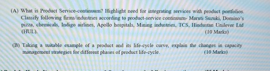 Solved (A) What is Product Service-continuum? Highlight need | Chegg.com