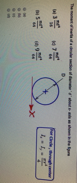 moment of inertia of a circle using diameter moment of inertia of a circle using diameter