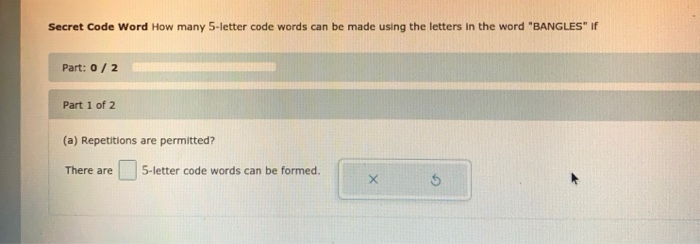 Solved Secret Code Word How many 5-letter code words can be | Chegg.com