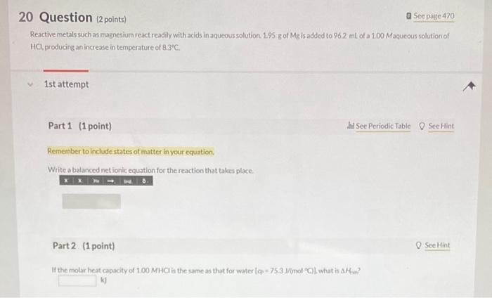 Solved Question (2 points) a see page 470 Reactive metals | Chegg.com
