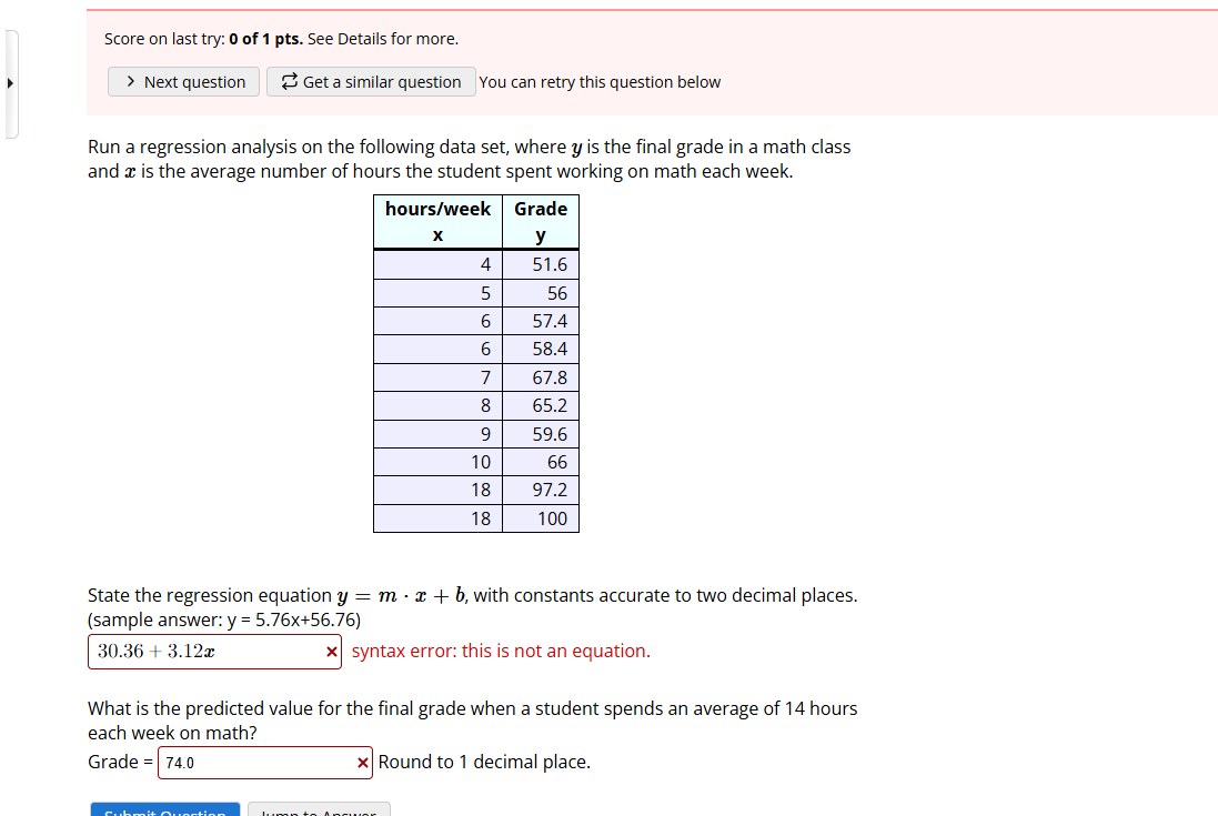 Solved Run a regression analysis on the following data set, | Chegg.com