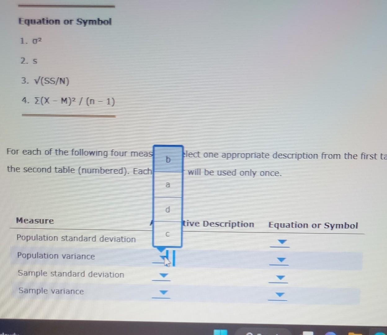 Solved 12. Measures Of Variability Match-up There Are | Chegg.com