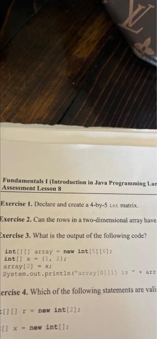 Solved Fundamentals I (Introduction in Java Programming Lan | Chegg.com