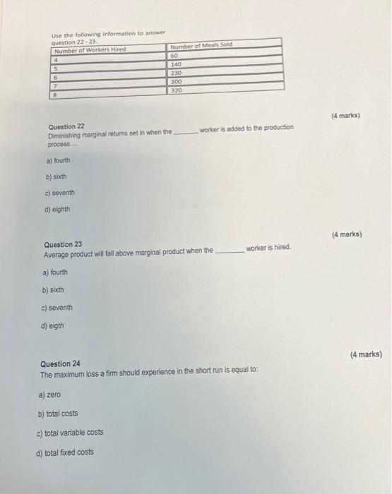 Solved Use the following information to answer Question 22 | Chegg.com