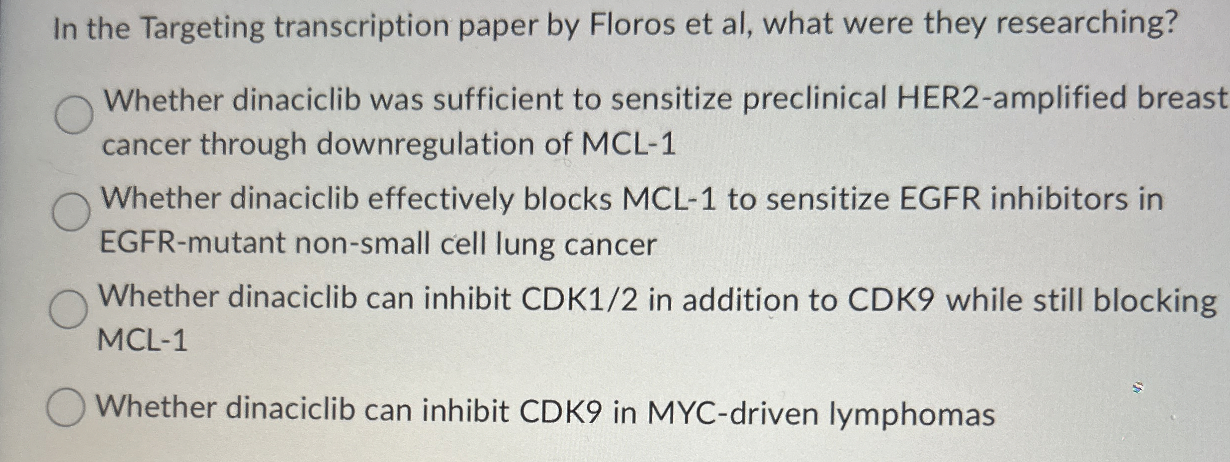 Solved In the Targeting transcription paper by Floros et al, | Chegg.com