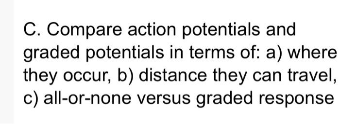 Solved C. Compare action potentials and graded potentials in | Chegg.com
