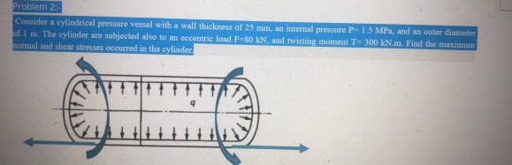 Solved Problem 2: Consider a cylindrical pressure vessel | Chegg.com