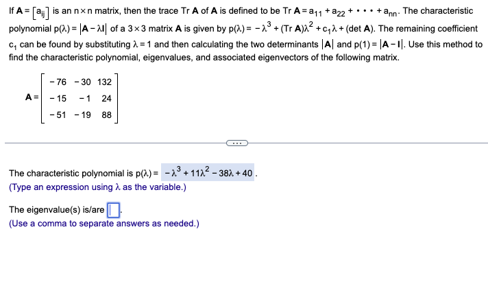 Solved If A=[aij] ﻿is an n×n ﻿matrix, then the trace TrA of | Chegg.com