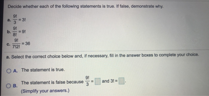 Solved Decide Whether Each Of The Following Statements Is | Chegg.com