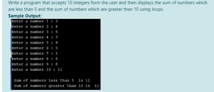 Solved Write a program that accepts 10 integers form the | Chegg.com