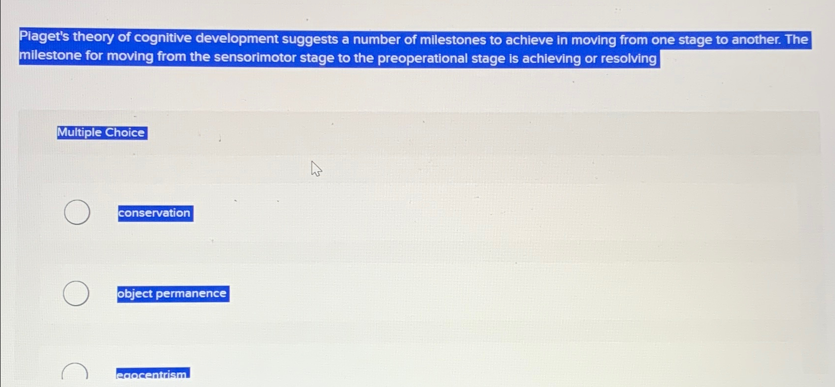 Preoperational stage clearance milestones