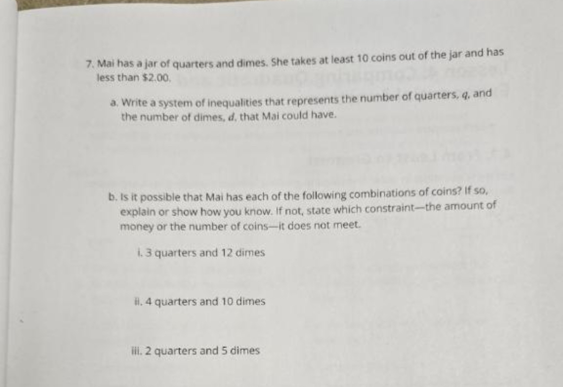 Solved Mai has a jar of quarters and dimes. She takes at | Chegg.com