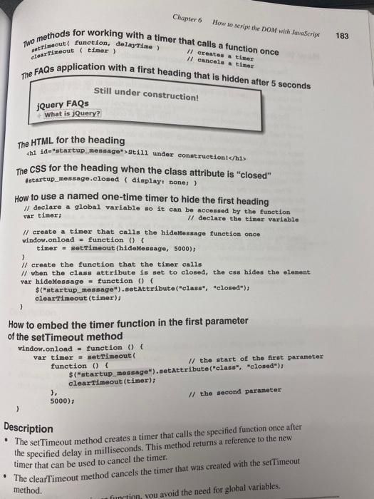 Chapter 6 How to script the DOM with JavaScript Two | Chegg.com