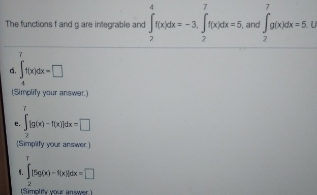 Solved The Functions Fand G Are Integrable And Fix]dx 5