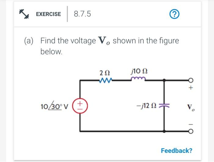 Solved Find the voltage Vo shown in the figure below. | Chegg.com
