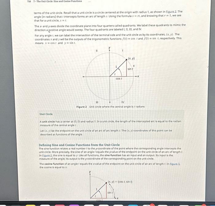 Solved 7.3 Unit Circle Learning Objectives In this section | Chegg.com