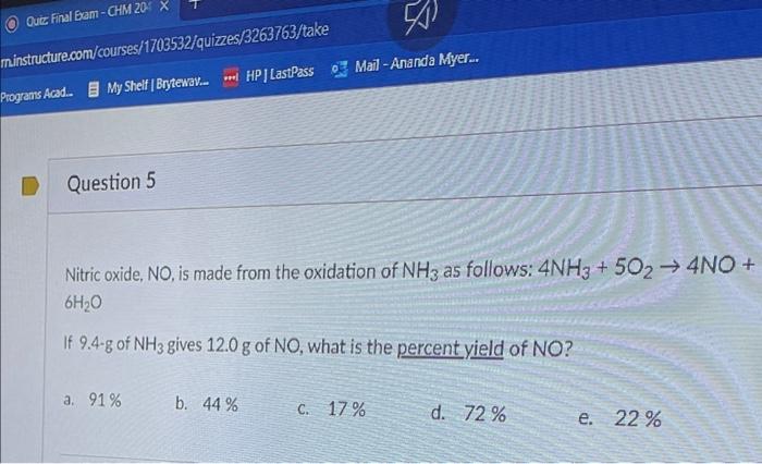 Solved Nitric oxide, NO, is made from the oxidation of NH3 | Chegg.com