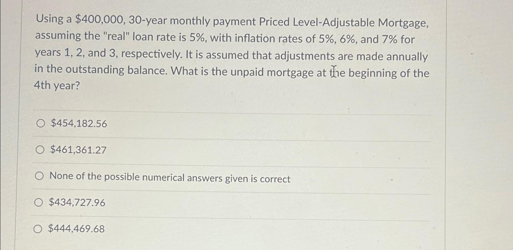 Using a $400,000, 30-year monthly payment Priced | Chegg.com