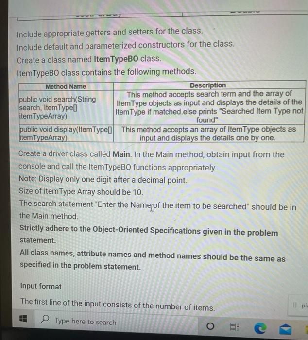 Solved Array of Item Type objects There's a need to create | Chegg.com