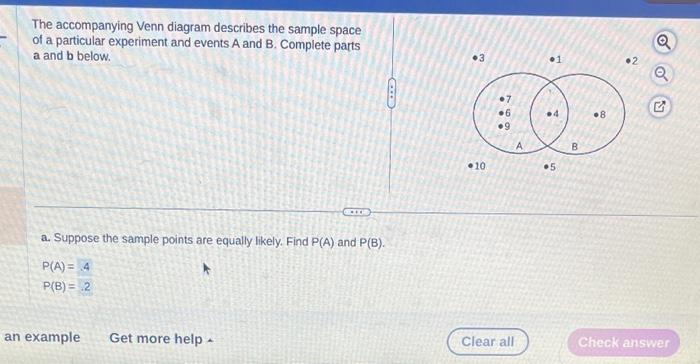 Solved The accompanying Venn diagram describes the sample | Chegg.com